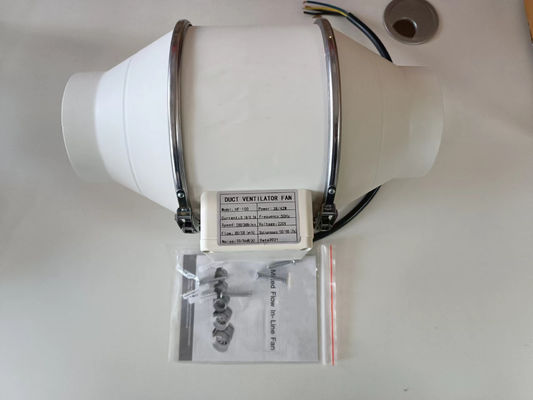240V witte wisselende snelheid Inline duct uitlaatventilator voor 4 inch 5 inch 8 inch efficiëntie