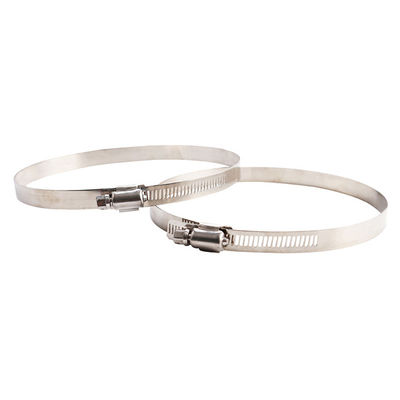Plastic heavy duty double bolt slangklem voor ventilatiekanalen in wit
