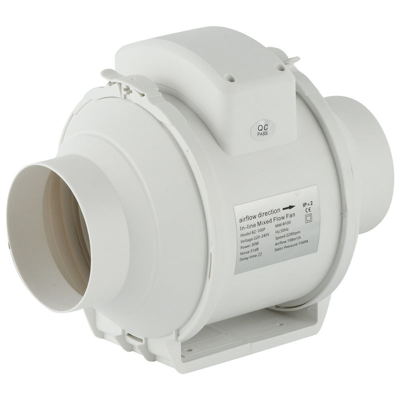 100/125/150mm Hydroponics Silent Mixed Flow Exhaust Inline Duct Fan voor wandmontage